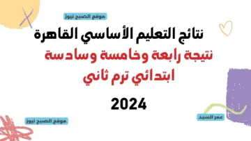 بوابة نتائج التعليم الأساسي القاهرة 2024 eduserv.cairo.gov.eg نتيجة المرحلة الابتدائية رابعة وخامسة وسادسة