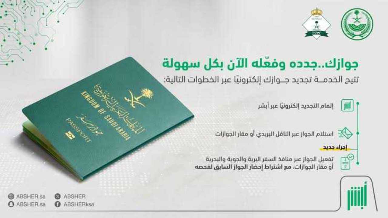 خطوات تجديد جواز السفر من خلال أبشر وكم رسوم التجديد 1446؟ 5 خطوات تجديد جواز السفر من خلال أبشر وكم رسوم التجديد 1446؟