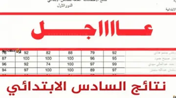 رابط الاستعلام عن نتيجة الصف السادس الابتدائي 2024 2