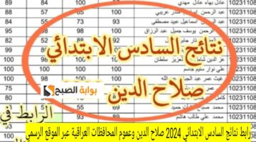 رابط نتائج السادس الابتدائي 2024 صلاح الدين وعموم المحافظات العراقية عبر الموقع الرسمي