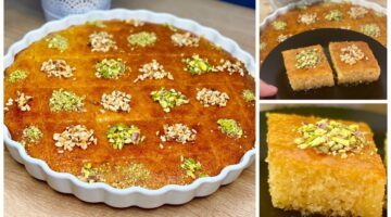 طريقة عمل كيكة البسبوسة بالزبادي ألذ كيك خفيفة تقدميها لأطفالك