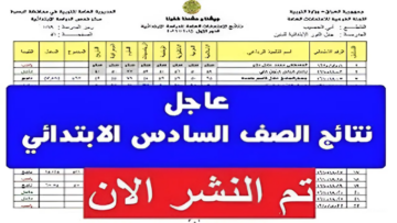 النتيجة ظهرت ألف مبروك للناجحين.. نتيجة الصف السادس العراق الدور الأول