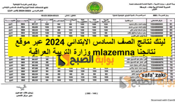 ظهرت pdf.. لينك نتائج الصف السادس الابتدائي 2024 عبر موقع نتائجنا mlazemna وزارة التربية العراقية عموم المحافظات والمدراس