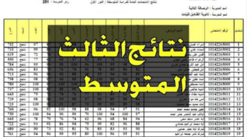 نتائج الثالث متوسط3
