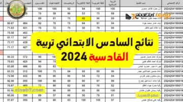 نتائج السادس ابتدائي 2024 القادسية