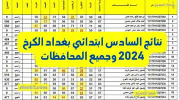 نتائج السادس ابتدائي بغداد الكرخ 2024