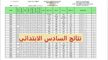 نتائج السادس الابتدائي 2024 الدور الاول 1