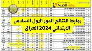 نتائج السادس الابتدائي 2024 الرصافة الثانية