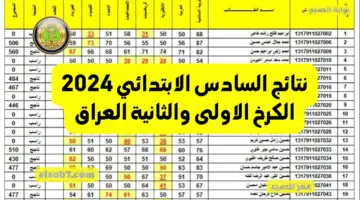 نتائج السادس الابتدائي 2024 الكرخ الاولى