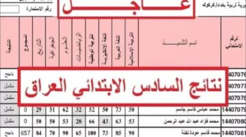 نتائج السادس الابتدائي 2024 بالعراق جميع المحافظات 1