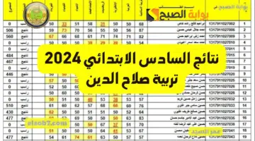 نتائج السادس الابتدائي 2024 تربية صلاح الدين