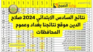 نتائج السادس الابتدائي 2024 صلاح الدين موقع نتائجنا درجات امتحانات محافظات العراق epedu.gov.iq التربية العراقية