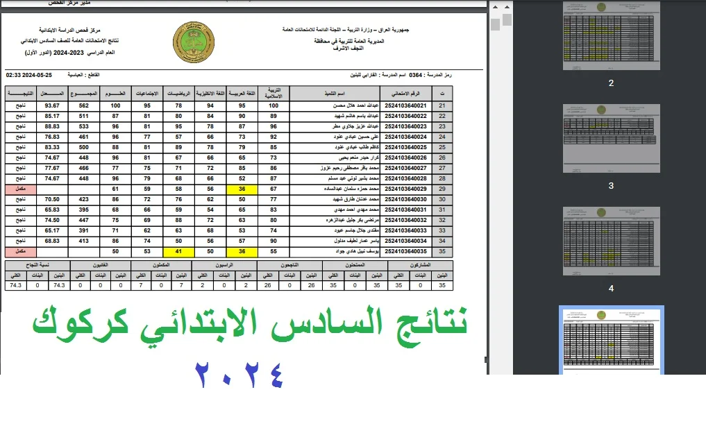 نتيجة طلاب كركوك.. خطوات الاستعلام عن نتائج السادس الابتدائي 2024 كركوك الدور الاول وتوزيع درجات الصف السادس الابتدائي بالعراق 5 نتيجة طلاب كركوك.. خطوات الاستعلام عن نتائج السادس الابتدائي 2024 كركوك الدور الاول وتوزيع درجات الصف السادس الابتدائي بالعراق