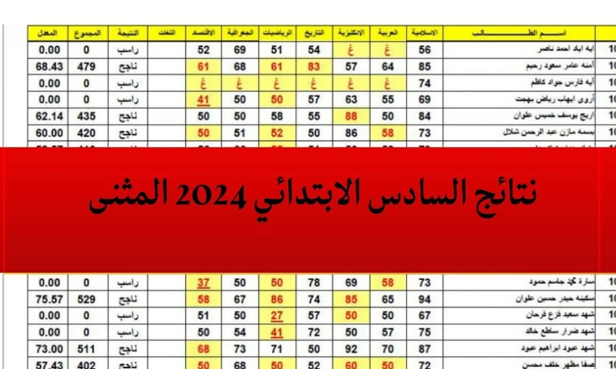 تم الرفع PDF.. نتائج السادس الابتدائي 2024 محافظة المثنى الدور الأول وجميع محافظات العراق 2 تم الرفع PDF.. نتائج السادس الابتدائي 2024 محافظة المثنى الدور الأول وجميع محافظات العراق