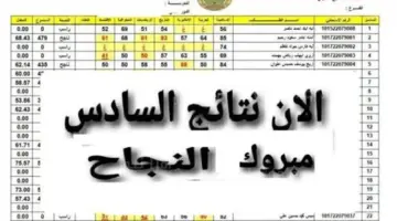 نتائج السادس الابتدائي 6