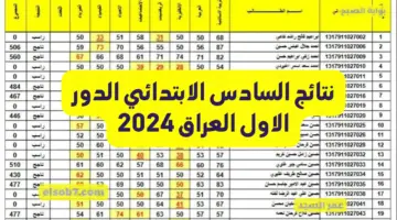 نتائج السادس الابتدائي الدور الاول العراق 2024