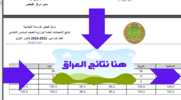 نتائج السادس الابتدائي الرصافة الثانية