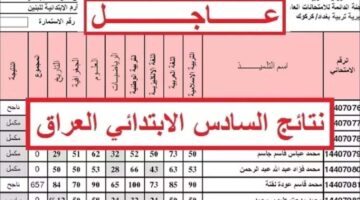 نتائج السادس الابتدائي العراق 5