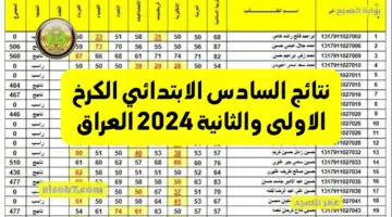 نتائج السادس الابتدائي الكرخ الاولى والثانية