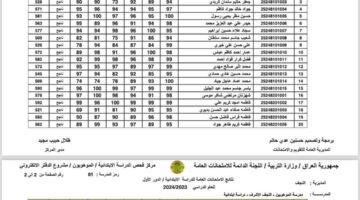 نتائج السادس الابتدائي النجف 1