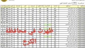 استعلم الآن|| رابط نتائج الصف السادس الابتدائي العراق الكرخ 1،2 الدور الأول 2024 عبر موقع نتائجنا