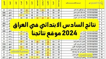 نتائج السادس الابتدائي في العراق 2024 موقع نتائجنا
