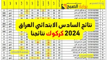 درجات طلاب العراق نتائج السادس الابتدائي كركوك 2024 mlazemna نتائجنا الحويجه وجميع مدارس التربية