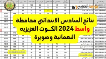 نتائج السادس الابتدائي واسط 2024 موقع نتائجنا
