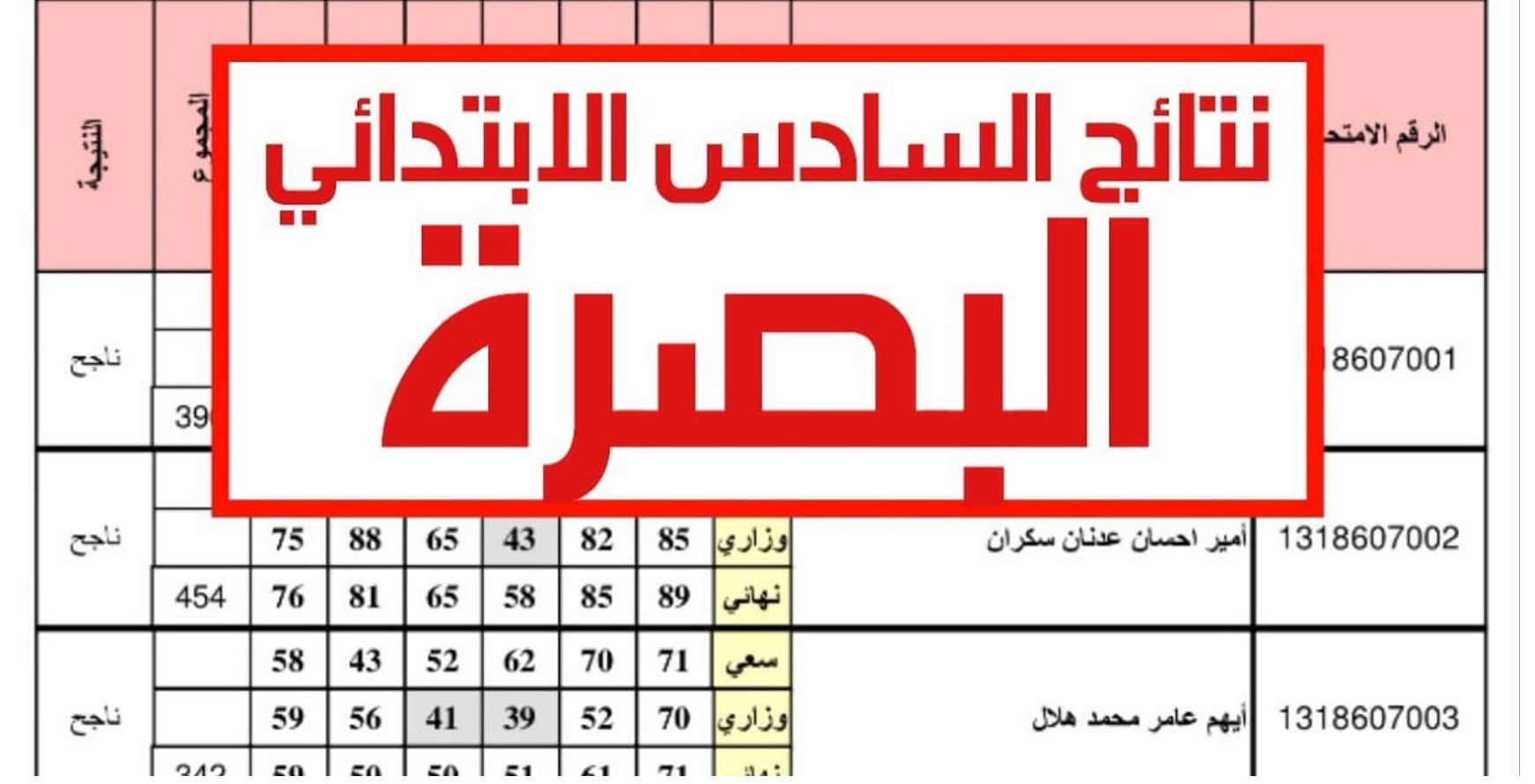 نتائج السادس الابتدائي في البصرة وجميع المحافظات في العراق 5 نتائج السادس الابتدائي في البصرة وجميع المحافظات في العراق
