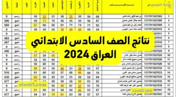 نتائج الصف السادس الابتدائي العراق 2024 1 1