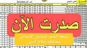 نتائج صلاح الدين السادس الابتدائي 2024
