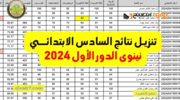 نتائج نينوى الصف السادس الابتدائي 2024 نتائجنا mlazemna