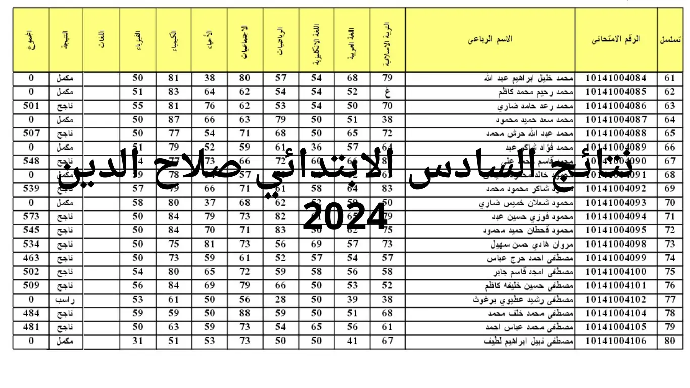 استعلم عن نتيجتك من هنا.. خطوات الاستعلام عن نتيجة السادس الابتدائي محافظة صلاح الدين 2024 5 استعلم عن نتيجتك من هنا.. خطوات الاستعلام عن نتيجة السادس الابتدائي محافظة صلاح الدين 2024
