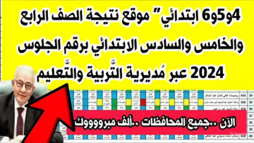 استعلام 4 و5و 6 ابتدائى.. لينك نتائج الصف الرابع والخامس والسادس الابتدائي 2024 الترم الثاني بالرقم القومي