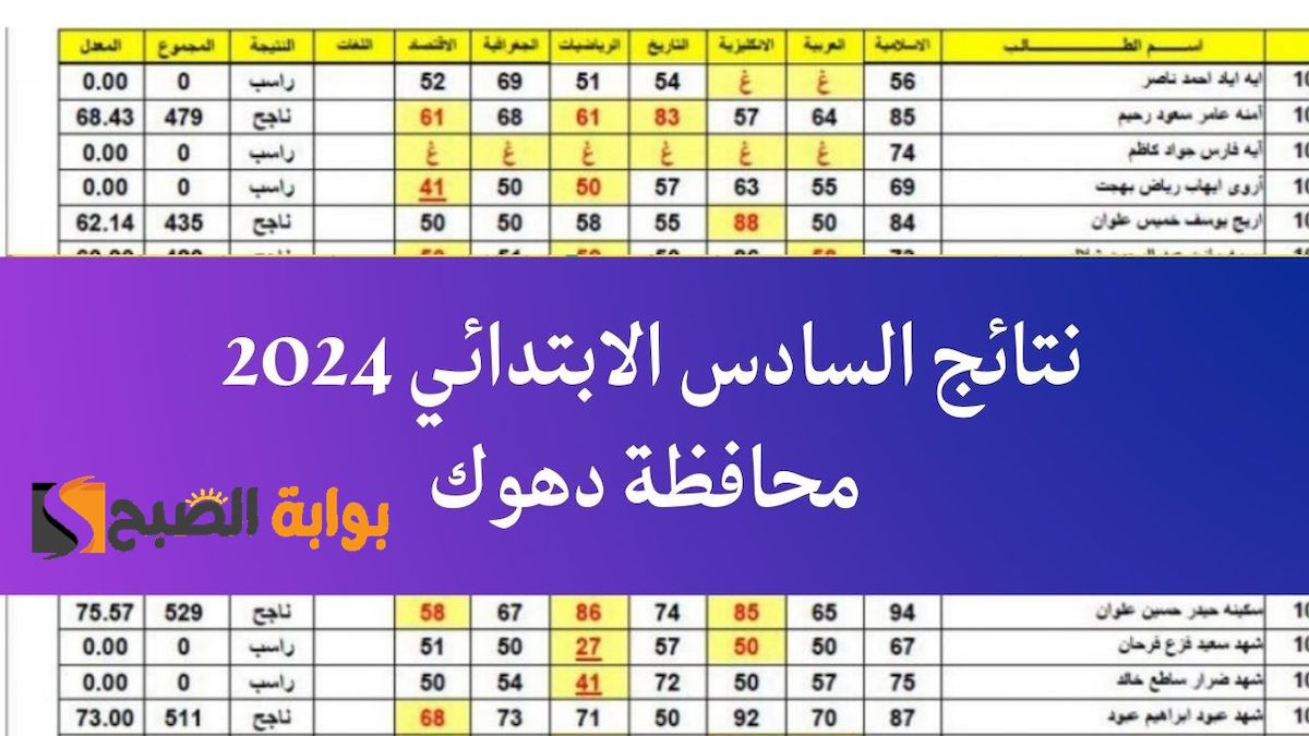 بالدرجات نتائج السادس الابتدائي دهوك 2024 الدور الأول كوكل درايف عبر نتائجنا وزارة التربية والتعليم
