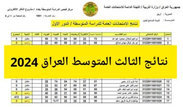 استخراج نتائج الثالث المتوسط العراق 2024 الدور الأول moedu.gov بوابة وزارة التربية والتعليم