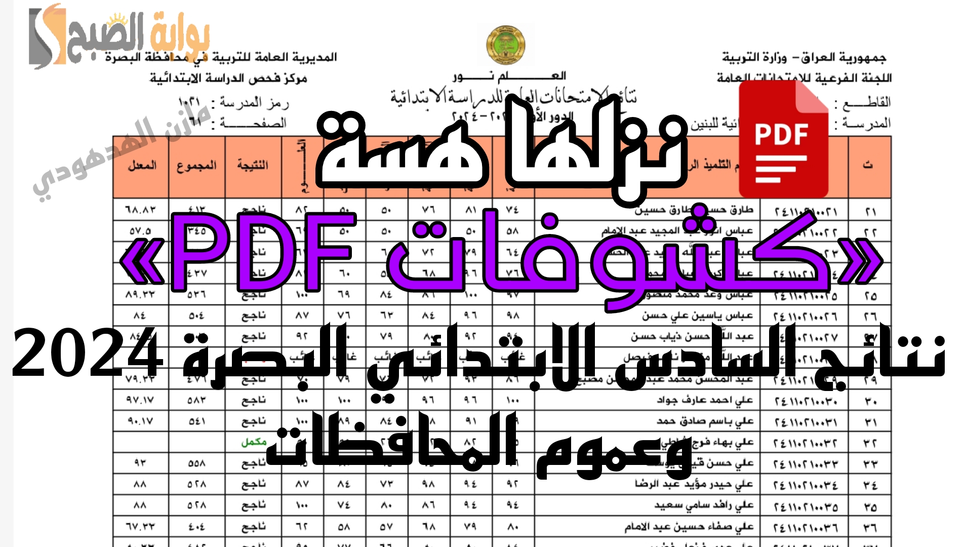 هسة كشوفات pdf.. استعلم عن نتائج السادس الابتدائي البصرة 2024 وعموم المحافظات "بعد الرفع رسميا" 7 هسة كشوفات pdf.. استعلم عن نتائج السادس الابتدائي البصرة 2024 وعموم المحافظات “بعد الرفع رسميا”