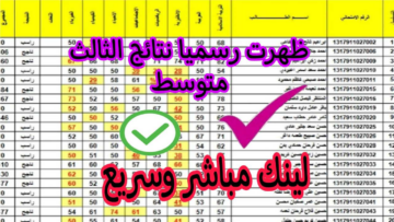 “لينك مباشر وسريع”.. احصل الآن على نتائج الصف الثالث متوسط العراق 2024 mlazemna.com “اعرف نتيجتك هسه”