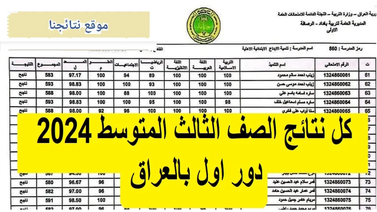 صــدرت رسميـــاً “epedu.gov.iq” نتائج الثالث متوسط 2024 الدور الأول pdf من موقع وزارة التربية العراقية نتائجنا 