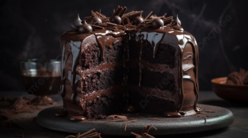 pngtree chocolate cake on black plate with some icing picture image 2634308
