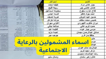 أسماء المشمولين بالرعاية الاجتماعية 1