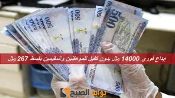 في دقائق إيداع فوري 14000 ريال بدون كفيل للمواطنين والمقيمين بقسط شهري 267 ريال