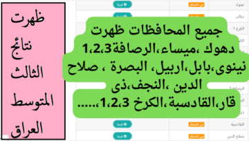برابط مجاني وفعال .. معرفة نتائج الثالث المتوسط 2024 دور اول بالعراق من موقع وزارة التربية والتعليم العراقية بالاسم ورقم الجلوس ألف مبروك النجاح