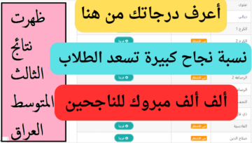 أعرف مجموعك حالا.. نتائج الصف الثالث المتوسط جميع المحافظات بالإسم ورقم الجلوس طلاب العراق فى فرحه كبيرة