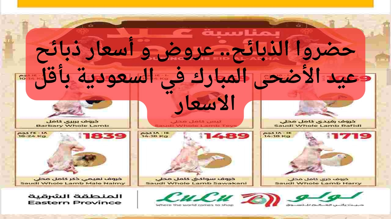 حضروا الذبائح... عروض وأسعار ذبائح عيد الأضحى المبارك في السعودية أقل الاسعار 9 حضروا الذبائح… عروض وأسعار ذبائح عيد الأضحى المبارك في السعودية أقل الاسعار