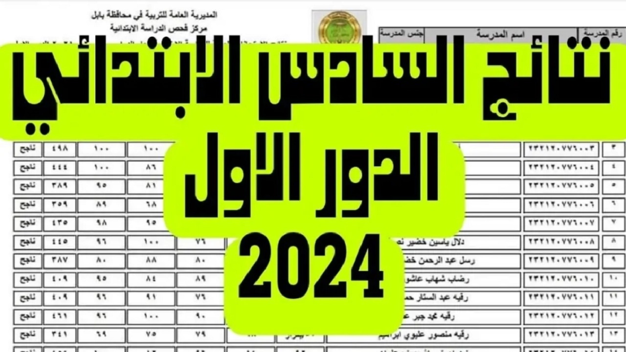 “استكمال الرفع PDF” رابط الاستعلام عن نتائج السادس الابتدائي الدور الأول 2024 موقع نتائجنا وزارة التربية العراقية