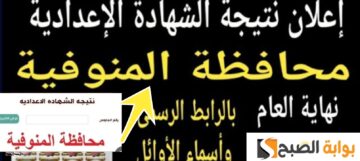 رسميا 81.6% رابط نتيجة الشهادة الاعدادية محافظة المنوفية الفصل الدراسي 2 تفاصيل النتيجة 2024