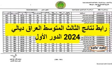 نتائجنا “DRIVE GOOGLE”  رابط نتائج الثالث المتوسط العراق ديالي 2024 الدور الأول وزارة التربية والتعليم العراقية عموم المحافظات