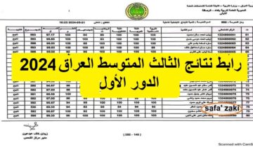 بالرقم الامتحاني “PDF نتائجنا”..  رابط epedu.gov.iq الاستعلام عن نتائج الثالث المتوسط الدور الأول 2024 العراق
