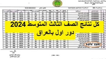 كل نتائج الصف الثالث المتوسط 2024 دور اول بالعراق